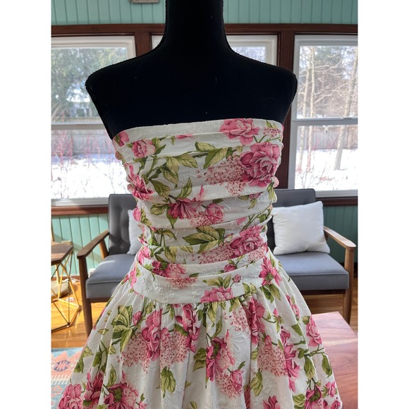 Hello Molly Upon A Cloud Strapless Mini Dress Floral Pink White XL NWT HM8072-1 - Picture 3 of 9